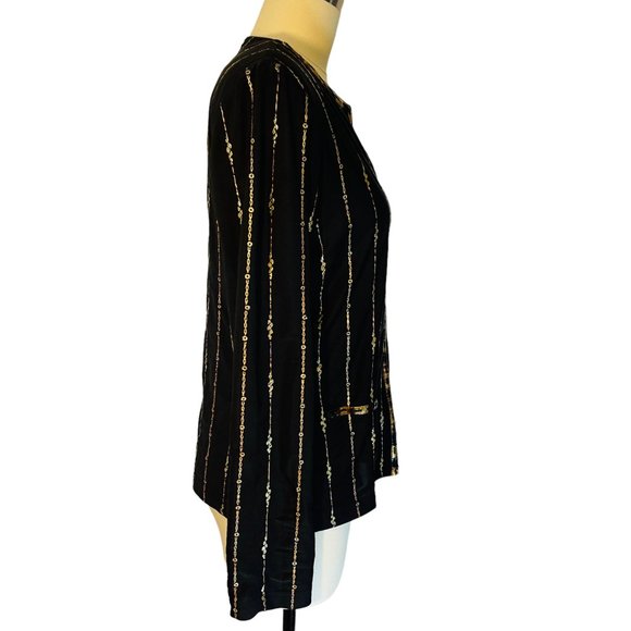 Joseph Ribkoff Black Jacket Gold Metallic Leather Cocktail Evening LS sz 6 EUC! - Picture 3 of 4